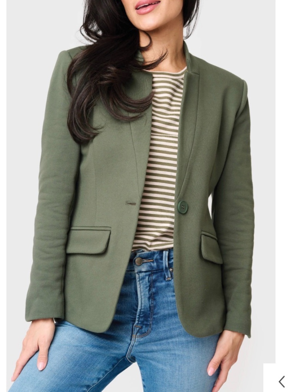 Gibson look Notch Collar Blazer In Military Green